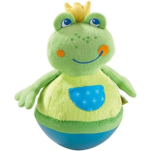 Produktbild: HABA 5859 - Stehauffigur Frosch Baby- und Kleinkindspielzeug, ab 6 Monaten, Motorikspielzeug aus weichem Veloursstoff mit lustigem Wackel- und Klingeleffekt