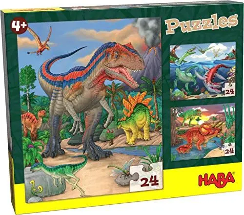 Produktbild: Haba Kinderpuzzle Dinosaurier - Puzzle Dino 3er Set mit je 24 Teilen ab 4 Jahren, 303377