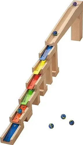 Produktbild: HABA Kullerbü Kugelbahn Melodiebausteine – Erweiterungs-Set ab 4 Jahren mit 6 Klang-Elementen, pentatonische Tonleiter, kombinierbar mit Allen HABA Murmelbahnen – 1003399001