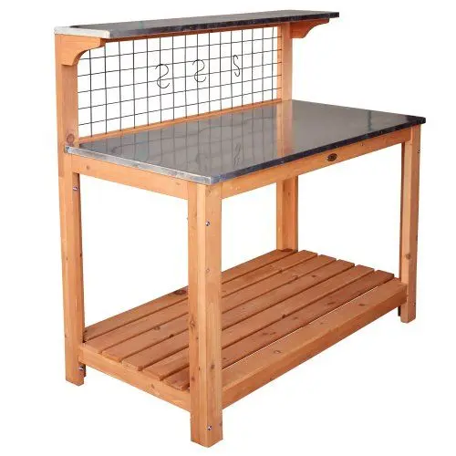 Produktbild: HABAU Gartentisch mit Arbeitsplatte, Tisch aus Holz für Balkon und Terrasse, 101 x 55 x 117 cm