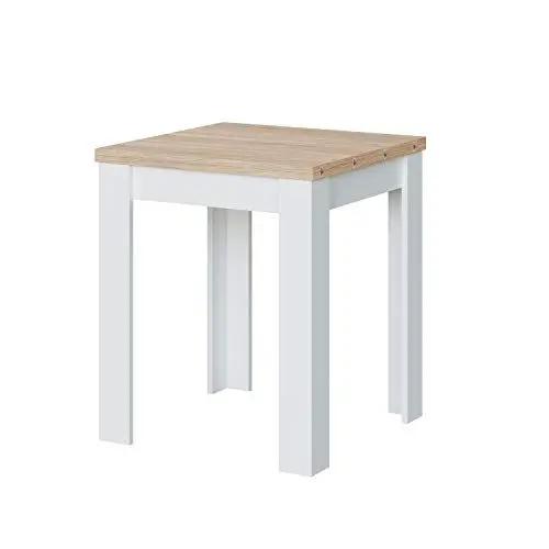 Produktbild: Habitdesign Livre, Beistelltisch, ausziehbar, Küchentisch, Finish in Arktisweiß und kanadischer Eiche, Maße: 67-134 cm (B) x 67 cm (T) x 79 cm (H).
