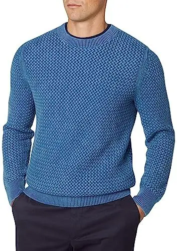 Produktbild: HACKETT LONDON Herren Basketweave Crew Pullover, Blau (Steel Blue), M
