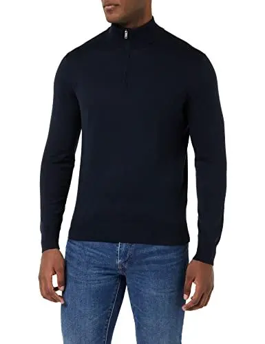 Produktbild: HACKETT LONDON Herren Cotton Cashmere Hzip Pullover, Navy, XS