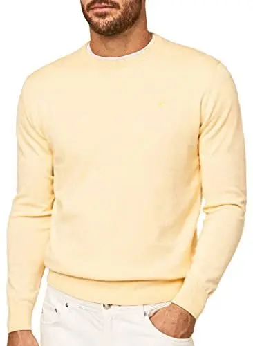 Produktbild: HACKETT LONDON Herren Cotton Silk Crew Pullover, Light Yellow, XXL