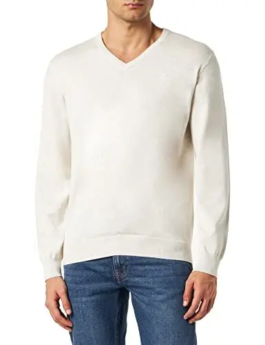 Produktbild: HACKETT LONDON Herren Cotton Silk V Neck Pullover, Natur, M