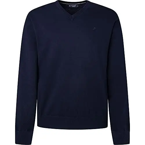 Produktbild: HACKETT LONDON Herren Cotton Silk V Neck Pullover, Navy, XS