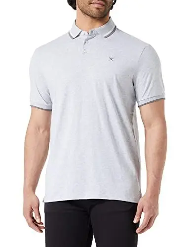 Produktbild: HACKETT LONDON Herren Double Tipped Polo Polohemd, Hellgrau (Light Grey Marl), M