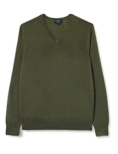 Produktbild: HACKETT LONDON Herren GMD Merino Silk V NCK Pullover, Olive, XL