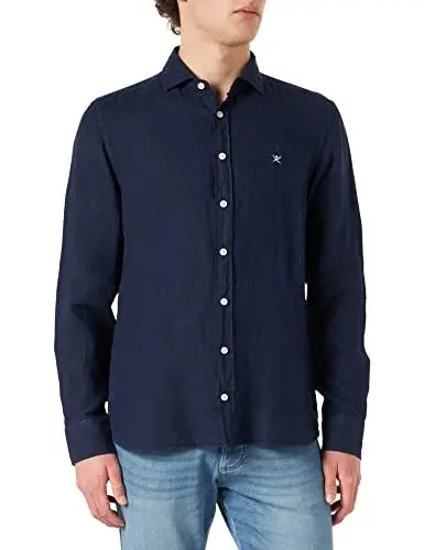 Produktbild: HACKETT LONDON Herren Garment Dyed Linen KS Hemd, 595NAVY, XXL