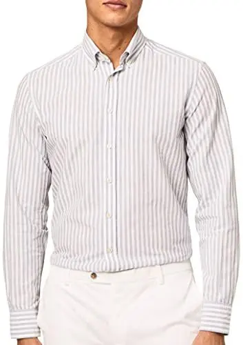 Produktbild: HACKETT LONDON Herren Melange Stripe Hemd, weiß/blau, XXL