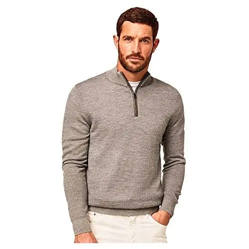 Produktbild: HACKETT LONDON Herren Merino Jcqd Hzip Pullover, grau, 3XL