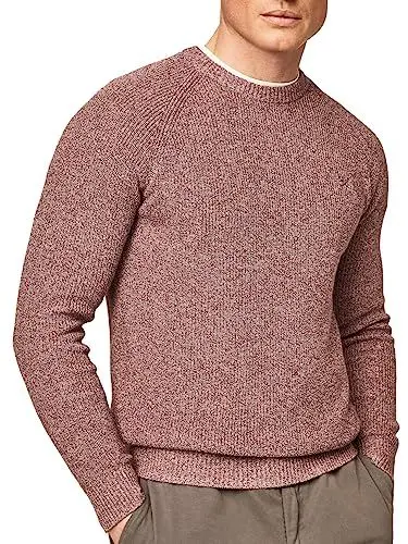 Produktbild: HACKETT LONDON Herren Mouline Crew Pullover Sweater, Purple (Mulberry/Ecru), M