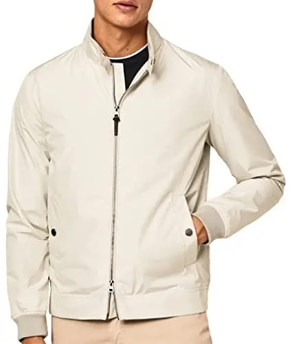 Produktbild: HACKETT LONDON Herren Nylon Harrington Regenmäntel, hellgrau, L