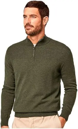 Produktbild: HACKETT LONDON Herren Rib Detail Hzip Pullover, Grn Formschnitt, L