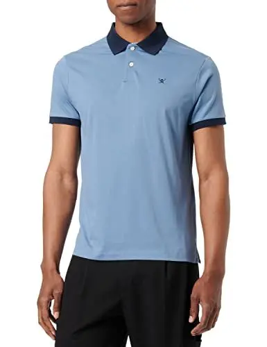 Produktbild: HACKETT LONDON Herren Selvedge Placket Polohemd, Blue (Steel Blue), 3XL