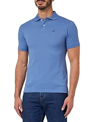 Produktbild: HACKETT LONDON Herren Slim Fit Logo Polohemd, Blue (Steel Blue), XXL