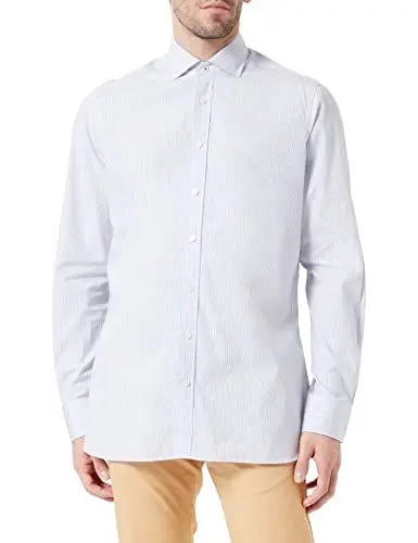 Produktbild: HACKETT LONDON Herren Two Tone Pop Stripe Hemd, weiß/blau, M