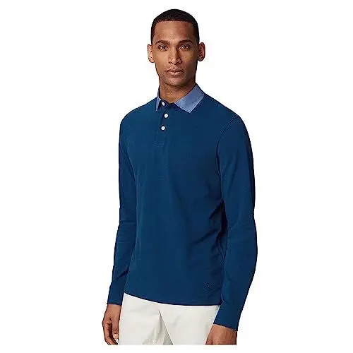 Produktbild: HACKETT LONDON Herren Woven Collar Ls Polohemd, Blau (Midnight), 3XL