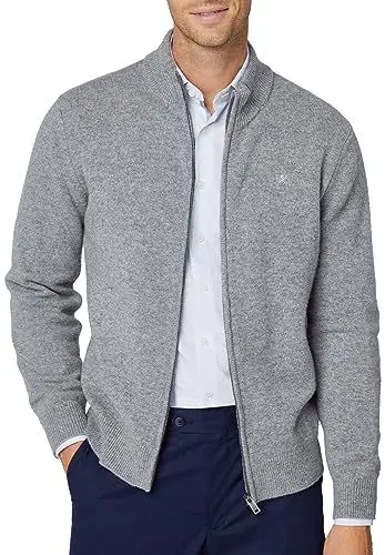 Produktbild: Hackett London Herren Lambswool Fzip Strickjacke, Grau (Aschgrau), M
