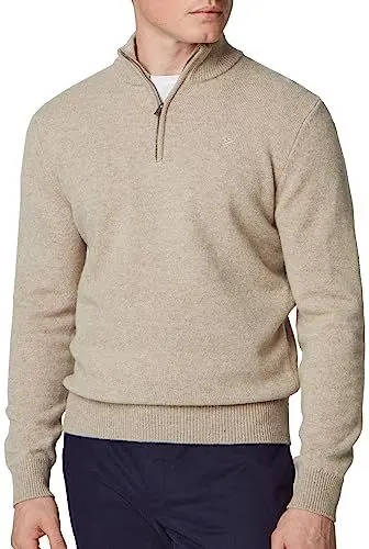 Produktbild: Hackett London Herren Lambswool Hzip Pullover, Braun (Tan), XL