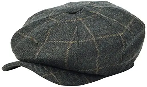 Produktbild: Hackett London Herren Bakerboy Windowpain Cap, Green (Green/Taupe), L