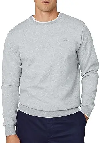 Produktbild: Hackett London Herren Double Knit Crew Sweatshirt, Grey (Light Grey), XL