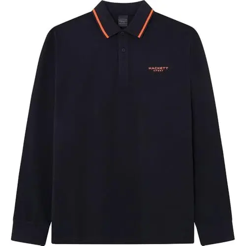 Produktbild: Hackett London Herren Hs Tipped Polo Ls Poloshirt, Schwarz (Black), XL