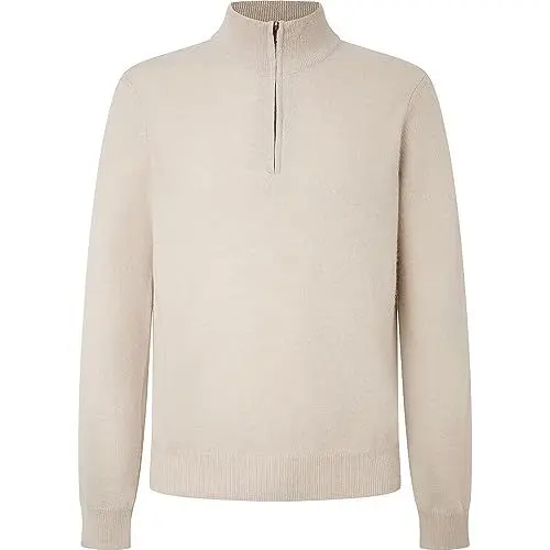 Produktbild: Hackett London Herren Merino Cash Mix Hzip Pullover, Beige (Ecru), XXL