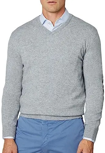 Produktbild: Hackett London Herren Merino Cash Mix V Pullover, Grau (Aschgrau), M