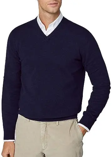 Produktbild: Hackett London Herren Merino Cash Mix V Pullover, blau (Marineblau), XS