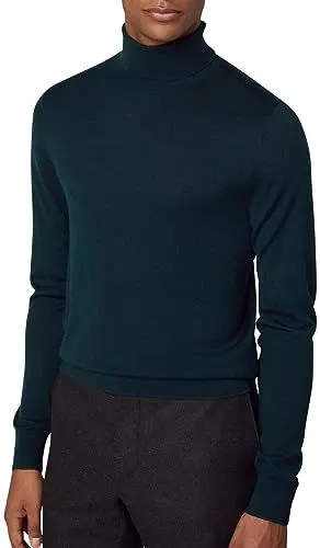 Produktbild: Hackett London Herren Rollkragen aus Merinoseide Pullover, Grün (dunkelgrün), XL