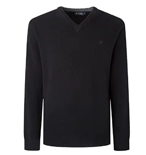 Produktbild: Hackett London Men's Merino Cash Mix V NCK Pullover Sweater, Schwarz, S