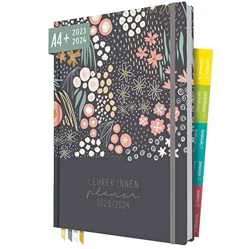 Produktbild: Häfft Lehrer-Planer 2023/2024 A4+ (Flower Bed) Hardcover Lehrerkalender Schuljahresplaner mit Sprüchen Stickern und mehr - smart & gut gelaunt das Schuljahr planen | nachhaltig & klimaneutral
