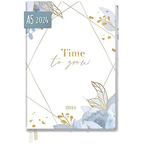 Produktbild: Häfft-Timer 2024 A5 (Time to Grow) JANUAR - DEZEMBER 2024 | Hardcover Kalender/Terminplaner für Schule, Ausbildung, Studium und junge Erwachsene | nachhaltig & klimaneutral
