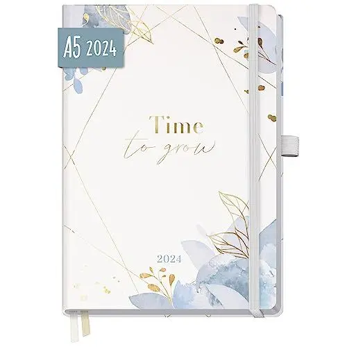Produktbild: Häfft-Timer Deluxe 2024 A5 (Time to Grow) JANUAR - DEZEMBER 2024 | Hardcover Kalender/Terminplaner für Schule, Ausbildung, Studium und junge Erwachsene | nachhaltig & klimaneutral