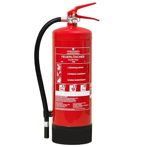 Produktbild: Häger - Feuerlöscher 6kg Pulver - Pulverlöscher für Zuhause, Haushalte und Wohnungen - Löscher für Privathaushalte Brandklasse ABC - Haushaltslöscher zertifiziert & geprüft von Brandschutzbeauftragten