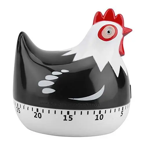 Produktbild: Greensen Analoger Kurzzeitwecker, Küchen-Timer Mechanisch Küchenwecker aus ABS, bis 55 Minuten, Eieruhr Lustig 6.5 * 8cm Hühnerform(Schwarz)