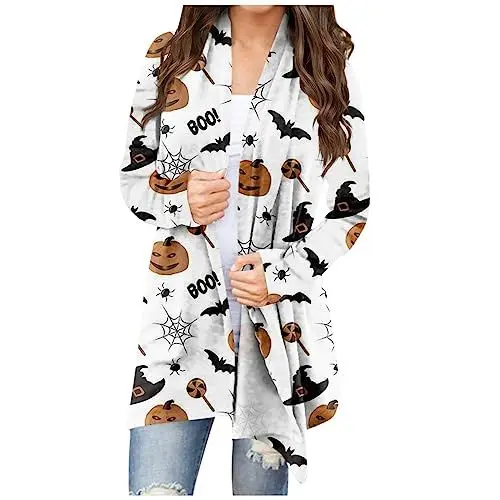 Produktbild: Häkelkleid Weiß Cardigan Maedchen Mit Gummizug Cardigan Winter Wasserfall Cartoon Tailliertes Longtops Damene Langarm Dicker Moderne Rundhals Schule Weiß