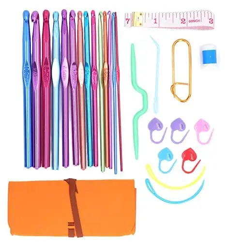 Produktbild: Häkelnadeln, Ergonomisches Häkelnadel-Set mit Weichem Griff, Stricknadel-Set aus Aluminium