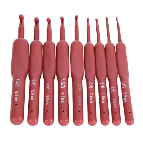 Produktbild: Fockety Häkelnadel-Set, 9-teilig, 2 Bis 6 Mm Häkelnadel-Set Aluminiumgehäuse Mit Silikon Umwickelter Griff. Ergonomisch Häkel-Starter-Set Häkelzubehör für Anfänger Erwachsene