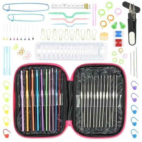 Produktbild: Amazinggirl Häkelset mit Häkelnadel Set für Anfänger - Crochet Set mit Häckeln Nadelset Häckel Häkel und Stricken Häkelzubehör mit Häkelnadelset Strickset mit Häkelhaken Crochet Kit