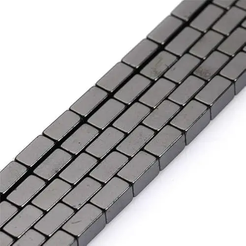 Produktbild: 90stk Hämatitperlen Schwarz Hematit Perlen 4mm x 2mm, Nicht Magnetisch Hämatit Rechteck Zylinder Edelsteine 1 Strang
