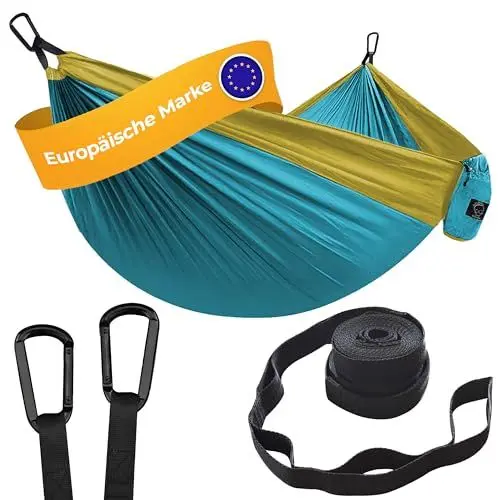 Produktbild: Hängematte Camping - Hängematte 2 Personen, Ultraleichte Outdoor Hängematte, Perfektes Camping Geschenke, Camping Hängematte Outdoor mit 2 Premium Baumgurten + 2 Karabiner