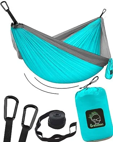Produktbild: Hängematte Camping - Ultraleichte Outdoor Hängematte, Perfektes Camping Geschenke, Camping Hängematte Outdoor, Hängematte 1 Person mit Baumgurten + Karabiner