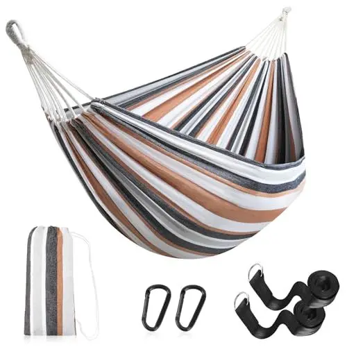 Produktbild: Hängematte Outdoor Camping Poly-Baumwolle Hängematten 230 x 150CM Gesamtlänge 310CM Tragbar Reise Hängematte für Hängematten-Ständer, Garten, Camping, Strand, Balkon