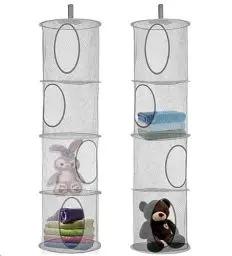 Produktbild: Hängende Netz-Aufbewahrungstasche, 2Stück Mesh Hängender Speicher Korb Faltbare Aufbewahrungsnetze Hängeorganizer Netz Hängender Speicherkorb Kinder für Schlafzimmer Kleine Kleidung Socken Spielzeug