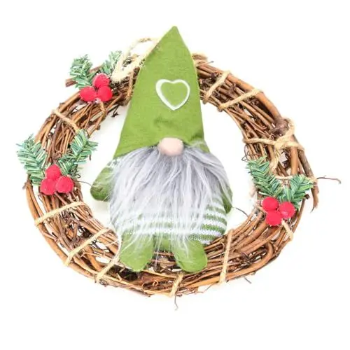 Produktbild: GOOHOCHY Rattan-hängekranz Weihnachtsgirlande Grün Weihnachtsfeier-türbehang Weihnachtsdeko-Ring Hängegirlande Für Home-Party