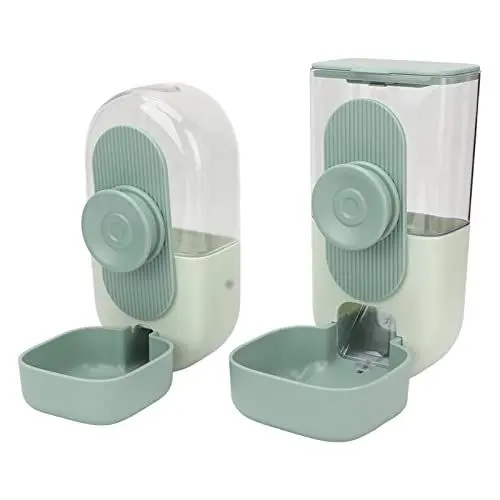Produktbild: Hängender automatischer Futter und Wasserspender für Haustiere, Auto Gravity Pet Feeder and Waterer Set, Cage Cat Food Bowl Dog Feeding Station for Puppy and Kitten Rabbit Chinchi (Minzgrün)