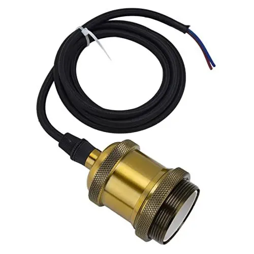 Produktbild: Hängendes Pendelleuchten-Kabel-Set, Schwarzer Aluminium-Lampenhalter für Zuhause, Bar, Restaurant, mit Goldenem Hängendem Plug-in-Lampenfassungs-Set