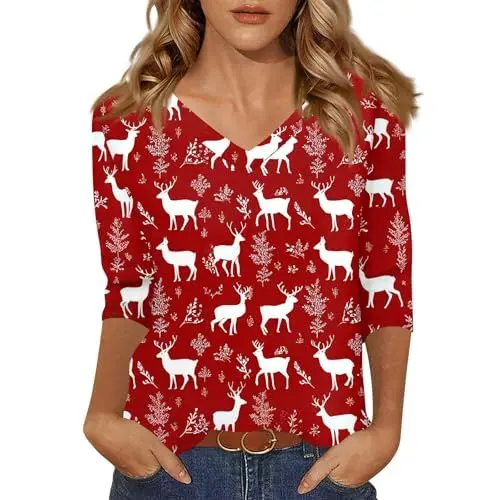 Produktbild: Hässliche Weihnachtspullover Ugly Christmas Pullover Partner Fröhliche Weihnachten Langarm Frauen Sweater Weihnachts Lustig Rot S